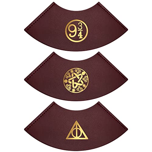 PalProt Harry Potter Lesezeichen, Lesezeichen Harry Potter aus Leder & handgefertigt, Harry Potter Bookmark, Geschenk für Harry Potter Fandom Buchliebhaber (3pcs Harry Potter Lesezeichen)