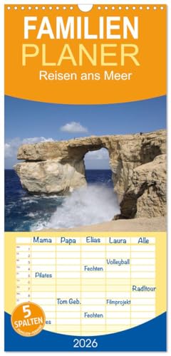 Familienplaner 2026 - Reisen ans Meer mit 5 Spalten (Wandkalender, 21 cm x 45 cm), CALVENDO
