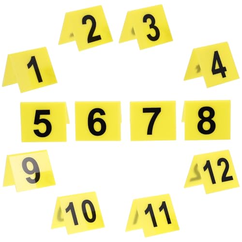 TOKIDNY 12 Stück Gelbes Acryl V förmiges Nummernschild für Detektiv und Halloween Rollenspiele Praktische Tischkartennummern für Spannende Mystery Events
