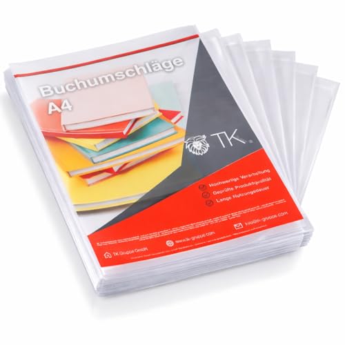 10x Buchumschlag DIN A4 - transparent klar - für Bücher, Hefte, Schulbücher & Buchhülle & Buchschoner & Hefthülle - Heftumschlag für Schule & Büro (Mengenauswahl)