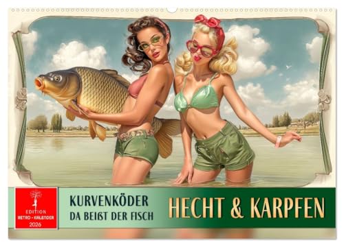 Hecht und Karpfen - Kurvenköder, da beißt der Fisch (Wandkalender 2026 DIN A2 quer), CALVENDO Monatskalender