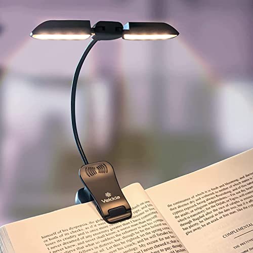 Vekkia Leselampe Buch Klemme, Buchlampe mit 14 LEDs,3 Farbmodi und 3 Helligkeitsstufen, 80 Stunden lange Laufzeit, USB Wiederaufladbare Klemmleuchte, für Nachtlektüre [Energieklasse A+++]