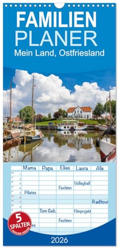 Familienplaner 2026 - Mein Land, Ostfriesland mit 5 Spalten (Wandkalender, 21 cm x 45 cm), CALVENDO