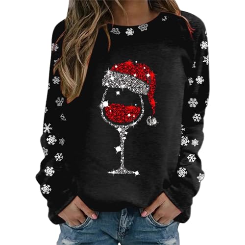 GFPGNDFHG Weihnachtspulli Damen Weihnachtsmann Sweatshirt Damen Oversized Weihnachtsdruck Kapuzenjacke Damen Longbluse Damen Sommer Weihnachten Hoodie Longshirt Damen Große Größen