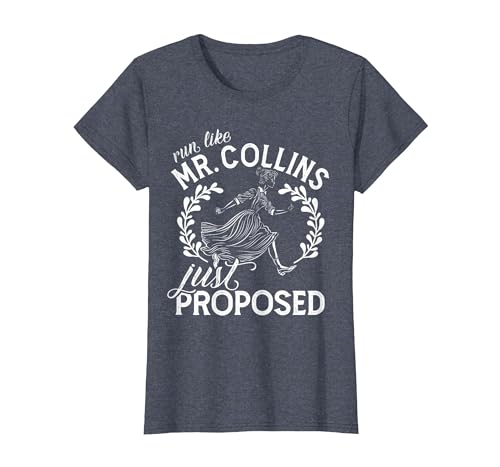 Jane Austen Klassische Literatur Regency Run Like Mr. Collins T-Shirt, Damen, Blau Meliert, L