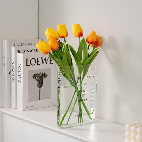 Puransen Transparente Blumenvase, niedliche Bücherregal-Dekor, einzigartige Vase für Buchliebhaber, künstlerischer und kultureller Geschmack, Acrylvasen für Heimbüro-Dekor (ohne Blumen)