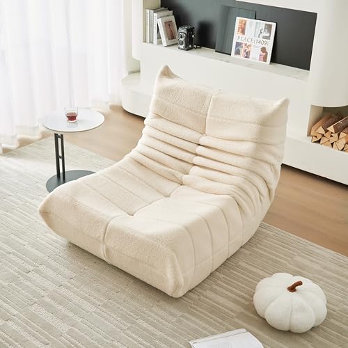 okwish Sitzsack Sofa Bodensofa, Bodenstuhl mit Rückenlehne, Lesesessel Bequem XXL, Lazy Sofa, Bean Bag Chair für Schlafzimmer Wohnzimmer, Liegesessel Beige