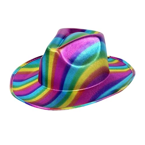 Regenbogenfarbener Cowboy-Stil, lässiger Hut, LGBT-Stil, Abschlussball-Partyhut SNz616 (Multicolour3, One Size)