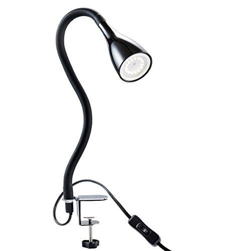 B.K.Licht - Schreibtischlampe mit Kabelschalter, dimmbar in Stufen, schwenkbar, Tischlampe, Klemmleuchte, Tischleuchte, Bürolampe, Leselampe, Leselicht, Klemmlampe, 60x5,5 cm, Schwarz