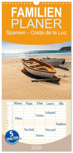 Familienplaner 2026 - Spanien - Costa de la Luz mit 5 Spalten (Wandkalender, 21 cm x 45 cm), CALVENDO