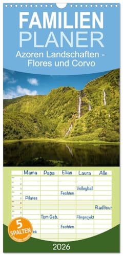 Familienplaner 2026 - Azoren Landschaften - Flores und Corvo mit 5 Spalten (Wandkalender, 21 cm x 45 cm), CALVENDO