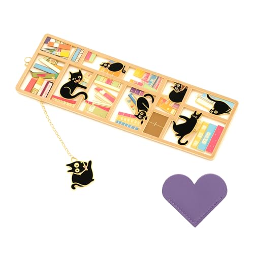 Lesezeichen Metall Katze mit Herz Anhänger – Chinesischer Stil Messing Lesezeichen Personalisiert, Elegantes Design Geschenk für Frauen, Buchliebhaber & Katzenfreunde, Vintage Deko Bookmark