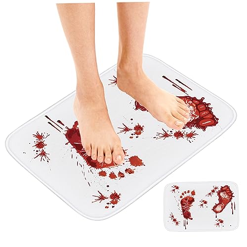 Halloween Bad Matte 15.75 x 23,62 Zoll Blutbad Matte Super absorbierende Non -Slip -Blut -Badezimmer Matte Flanell Dicke Duschteppich für Badezimmer, Türen, Haustiermatten