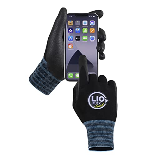 Sicherheits-Arbeitshandschuhe mit Touchscreen-Fingern, 1 Paar dünne & leichte Arbeitshandschuhe, ideal für Lagerarbeiter, Lieferfahrer, Nitrilschaum beschichtete Griffhandschuhe für Damen und Herren