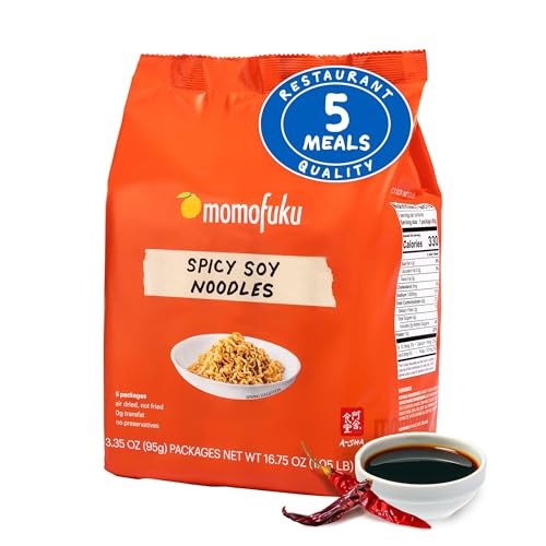 Momofuku Würzige Soja-Ramen-Nudeln von David Chang, luftgetrocknete, vegane Instant-Nudeln mit 11 g pflanzlichem Protein, 5 Stück (1 Stück)