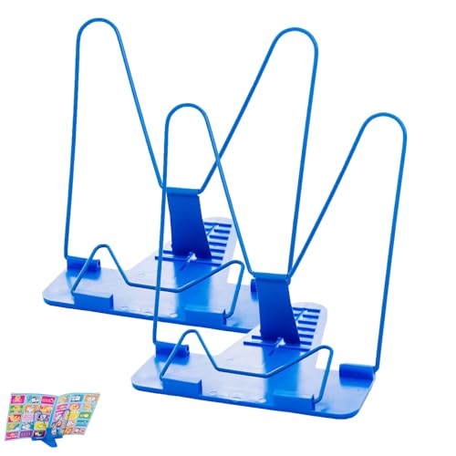 Buchhalter Leseständer,2 Stück Verstellbarer Faltbarer Buchhalter,Buchständer Kinder,Leseständer,Verstellbar Kochbuchhalter,Buchständer zum Lesen,für die Küche,die Bibliothek und Schule,Blau