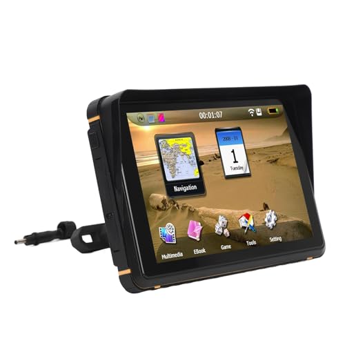 Luocute Motorrad-GPS-Navigator, 256 MB 16 GB, 7 Zoll HD-Auflösung, Auto-GPS-Navigationsgerät, FM-Unterstützung, Wasserfestes Touchscreen-Fahrzeug-GPS mit 7 Modi, für Win CE 6.0