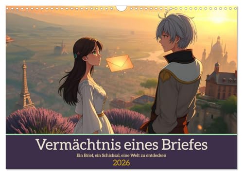 Vermächtnis eines Briefes (Wandkalender 2026 DIN A3 quer), CALVENDO Monatskalender: Romantisches Abenteuer im Manga-Stil in 12 Akten (CALVENDO Kunst)