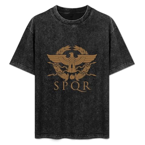 SPQR Roman Eagle T-Shirt Mens Unisex Black Tees L