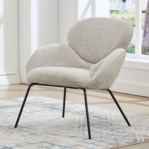 chairus Loungesessel Wohnzimmer Chenille Cocktailsessel Modern, Polstersessel mit Metallbeinen Einzelsessel mit Armlehne, Lesesessel für Schlafzimmer, Khaki