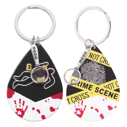LIFKOME Detektiv Schlüsselanhänger mit Metall Lupe Halloween Schmuck für Damen und Herren Kompakt Langlebig Tatort Motiv