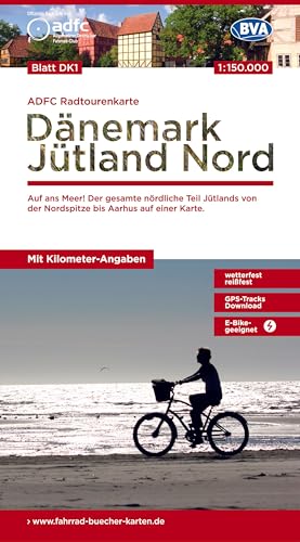 BVA ADFC Radtourenkarte Dänemark, Jütland Nord 1:150.000: reiß- und wetterfest, E-Bike geeignet, GPS-Tracks Download, mit Bett+Bike Symbolen, mit ... der Nordspitze bis Aarhus auf einer Karte.