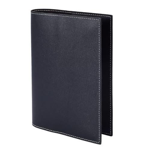 WEBEEDY A5 PU-Leder Journal Cover Nachfüllbar PU-Leder Handmade Notebook Cover für Erwachsene Vintage Buchschutz für A5 Hardcover Skizzenbuch Reisende Schreiber, 15 x 21 cm (Schwarz)