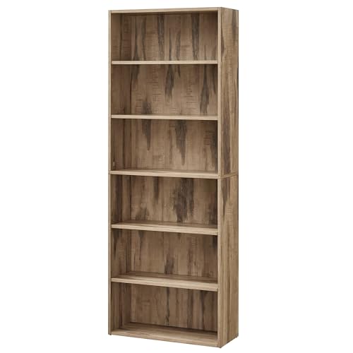 VASAGLE Bücherregal 6 Ebenen, Standregal, Aufbewahrungsregal, verstellbare Einlegeböden, für Wohnzimmer, Homeoffice, Schlafzimmer, Kamelbraun LBC166T50
