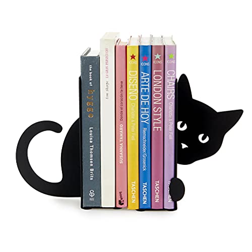 balvi Buchstütze Hidden Cat Farbe Schwarz Buchstütze für das Bücherregal in Form Einer Katze, 2 Stütz