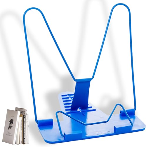 COYUN 1 pcs Buchständer, Multifunktionales Lesegestell, Buchständer Buchstützen, Leseständer, verstellbarer Faltbarer Buchhalter, Bücherständer, Leseständer für Schule, Küche und Büro (Blau)