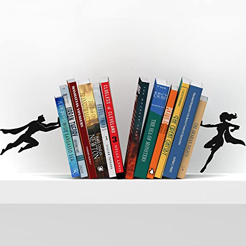 Artori Design Robuste Buchstütze, versteckte Metallablage für Regal, dekorative Buchhalter für Haus, Geschenk für Buchliebhaber und Heimdekoration (Superheldin)