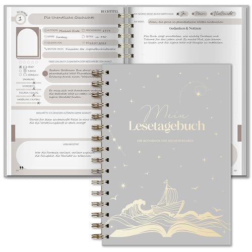 BIROYAL Book Journal 2026: 224 Seiten Reading Journal & Lesetagebuch Erwachsene mit Platz für 52 Bücher – Buchjournal A5 zum Notieren und Genießen des Lesens – Buchclub Bücher zubehör, Buch Gadgets