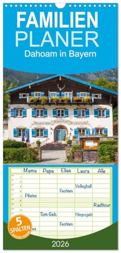 Familienplaner 2026 - Dahoam in Bayern mit 5 Spalten (Wandkalender, 21 cm x 45 cm), CALVENDO