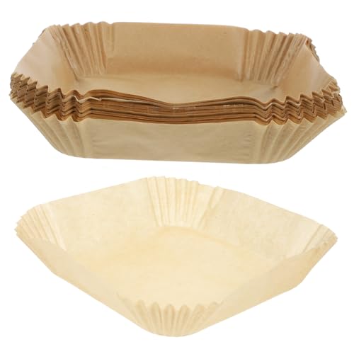 ULTECHNOVO 200 Stück Luftfritteusenpapier Köche Abdeckung Einsätze Ofen Heißluftfritteuse Backblech für Lebensmittel Backschalen für Fritteusen jungfräulicher Zellstoff Brown