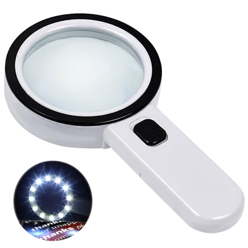 Lupe mit Licht - 30X Handlupe Leselupe, Hohe Klarheit & Leichtgewicht Lupe mit Licht Leselupe für Senioren, Kinder, Juwelier, Hobbies