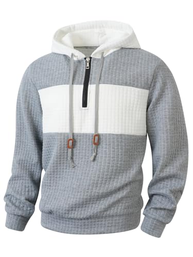 PANVER Kapuzen Herren Sport Casual Kordelzug Farbabstimmung Pullover Klassisch Persönlichkeit Trend Langärmeliges Sweatshirt G-Grey XXL