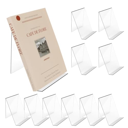 Auauraintt 10 Stück Klarer Buchständer aus Acryl,Transparente Buchstützen,Transparente Dekoration, Acrylbuchstützen,10 x 11.5 x 13cm,Geeignet für Schulen, Wohnungen, Büros, Bibliotheken.