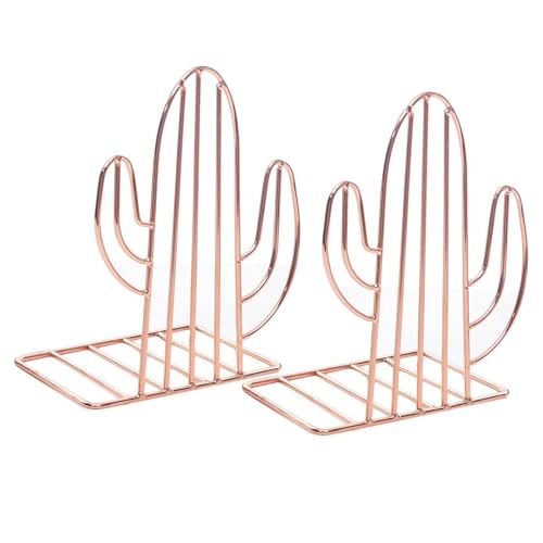 QUXVUIS 2 teiliger Buchstopper im Kaktus Stil, rustikale Buchstütze aus Metall für Frauen, Männer, Kinder, Geschenk, dekorative Kunstwerke, Halter, Ständer auf dem Schreibtisch, Rezept