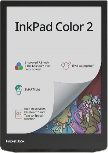PocketBook e-Book Reader 'InkPad Color 2' (deutsche Version) 32 GB Speicher, 19,8 cm (7,8 Zoll) E-Ink Kaleido-Display, IPX8 - Moon Silver