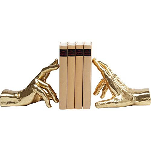 Kare Design Buchstütze Holding Fingers 2er Set Gold, Zweiteilige Buchstütze, Skulptur, Zwei Hände, Dekoration für Sideboards, Kommoden oder Regale, 21x14x15,5cm