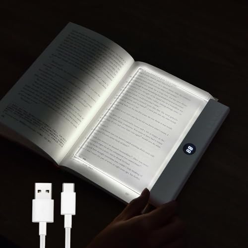 Maxspace Leselampe Buch, 3 Lichtfarben Dimmbares LED Buchlampe mit Timer, Wiederaufladbare Buch Leselampe für Nachtlesungen im Bett (Weiß)