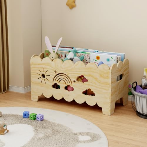 Giklux Kinder Bücherregal Holz, Montessori Bücherregal Kinder, Bücherkiste Kinder für Leseecke, Babyzimmer, Kinderbücherregal, Kindergarten & Klassenzimmer Kinderzimmer Bücherregale