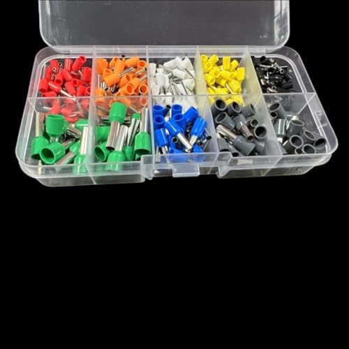 Isoliertes Kupferdrahthülsen-Set, 300 Stück, mit Kunststoff-Klemmenden für elektrische Verkabelung, farbkodiert für Ring-, Flach- und Stiftklemmen, Compat