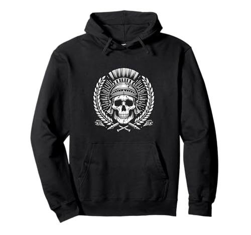 Römischer Schädel geknackt und Kampfschaden Gothic Emo Aesthetic Pullover Hoodie
