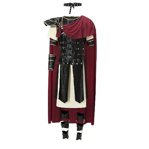 KJDWJKJRF Adult Men’s Roman General Fancy Dress Costume Spartan Fighter Roman Gladiator Centurion Cosplay Historical Dress Up Outfit Mens Fancy Dress Costume