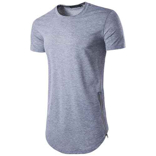 Kurzarm Herren Leichte Komfortabel Atmungsaktiv Casual t-Shirt Regular fit Mode Sportshirt Jugend All-Match klassisch Tops E-Light Grey L