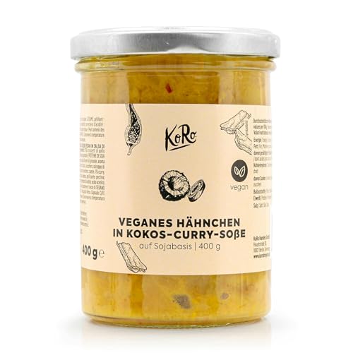 KoRo - Veganes Hähnchen in Kokos Curry Soße 400 g - Fruchtig-aromatisches Fertiggericht - Perfekt für die Mittagspause - 100 % vegan - Hoher Proteingehalt