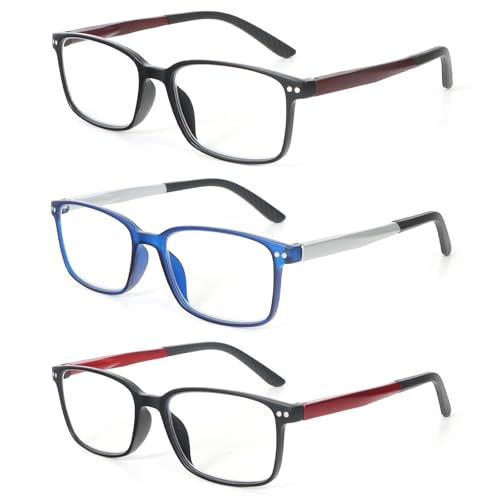 KoKoBin Ultraleicht Lesebrille für Damen und Herren mit Federscharnieren Blaulichtfilter Brillen (3 Pack, 2, x)