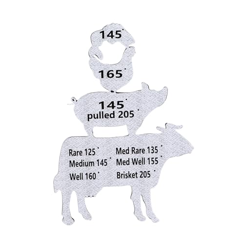 Tihebeyan Fleischtemperaturmagnet, Grill-Kochanleitung aus Metallischem Eisen mit Referenz für Mehrere Fleischtemperaturen Zum Grillen, Räuchern und Zur Verwendung Im Kühlschrank, 6,3 X 4,5 Zoll,