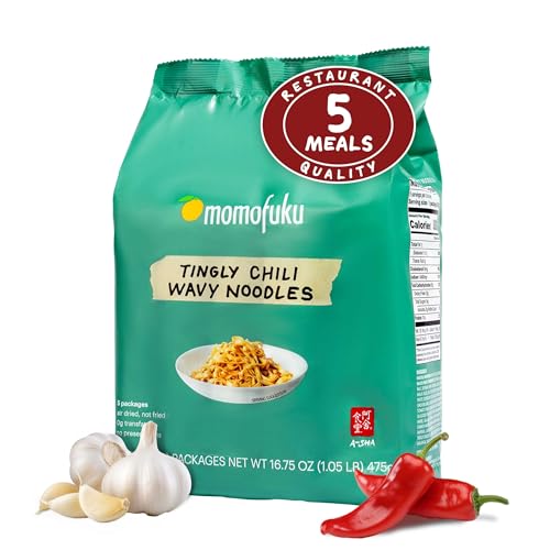 Momofuku Tingly Chili Ramen Nudeln von David Chang, luftgetrocknete, vegane Instant-Nudeln mit 11 g pflanzlichem Protein, 5 Stück (1 Stück)